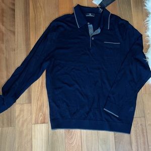 Hart Schaffer Marx navy Merino wool shirt